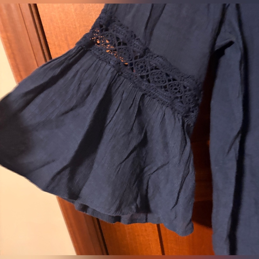 Avenue Deep Blue Lace Trim Top - Picture 4 of 7